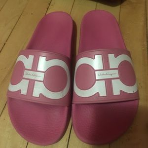 Pink ferragamo slides